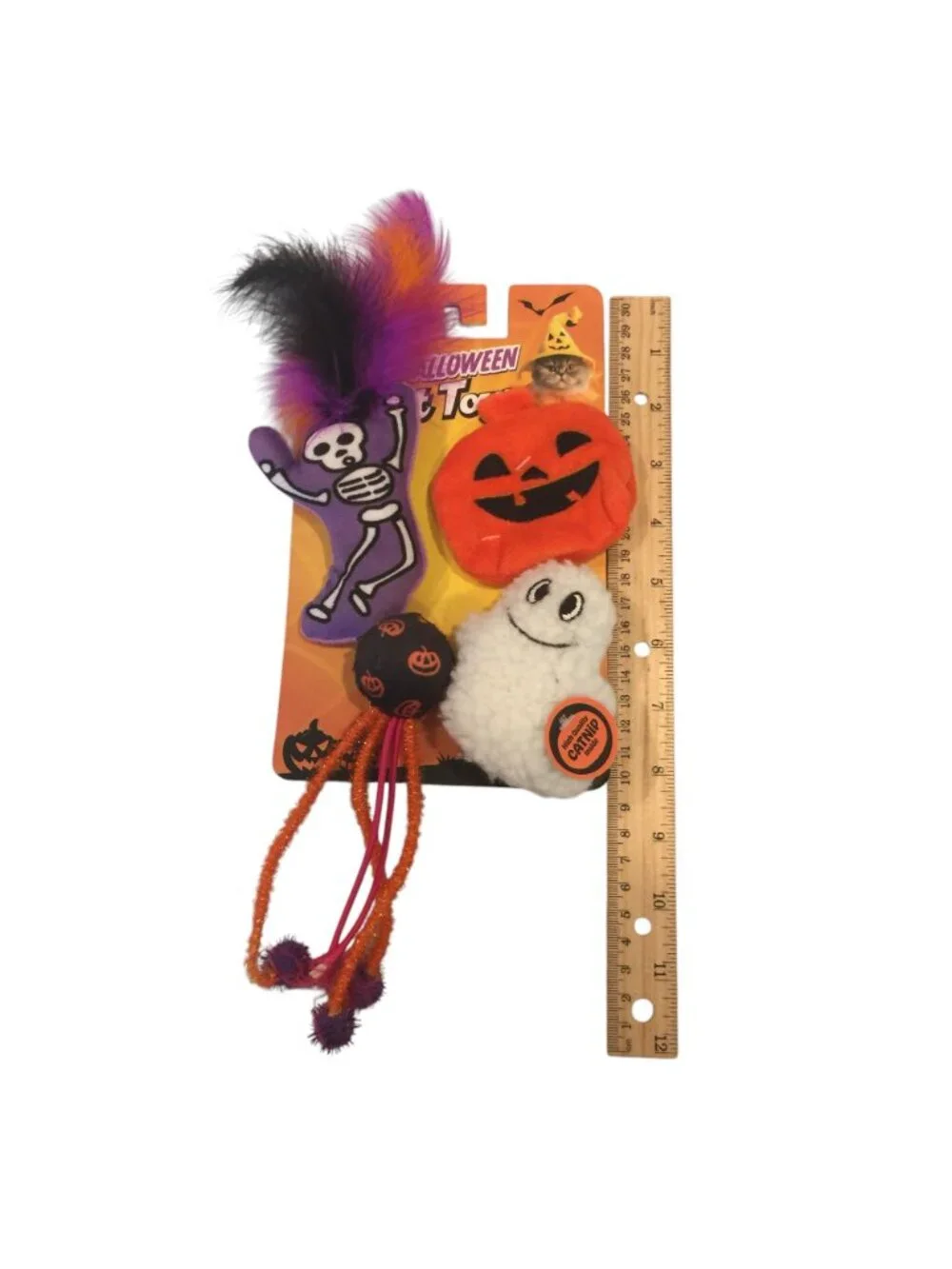 FOFOS Halloween Cat Toys Set of 4 Catnip Feathers Rattle